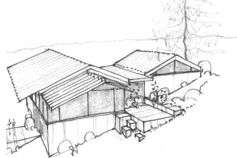 passive house dwelling hand sketch