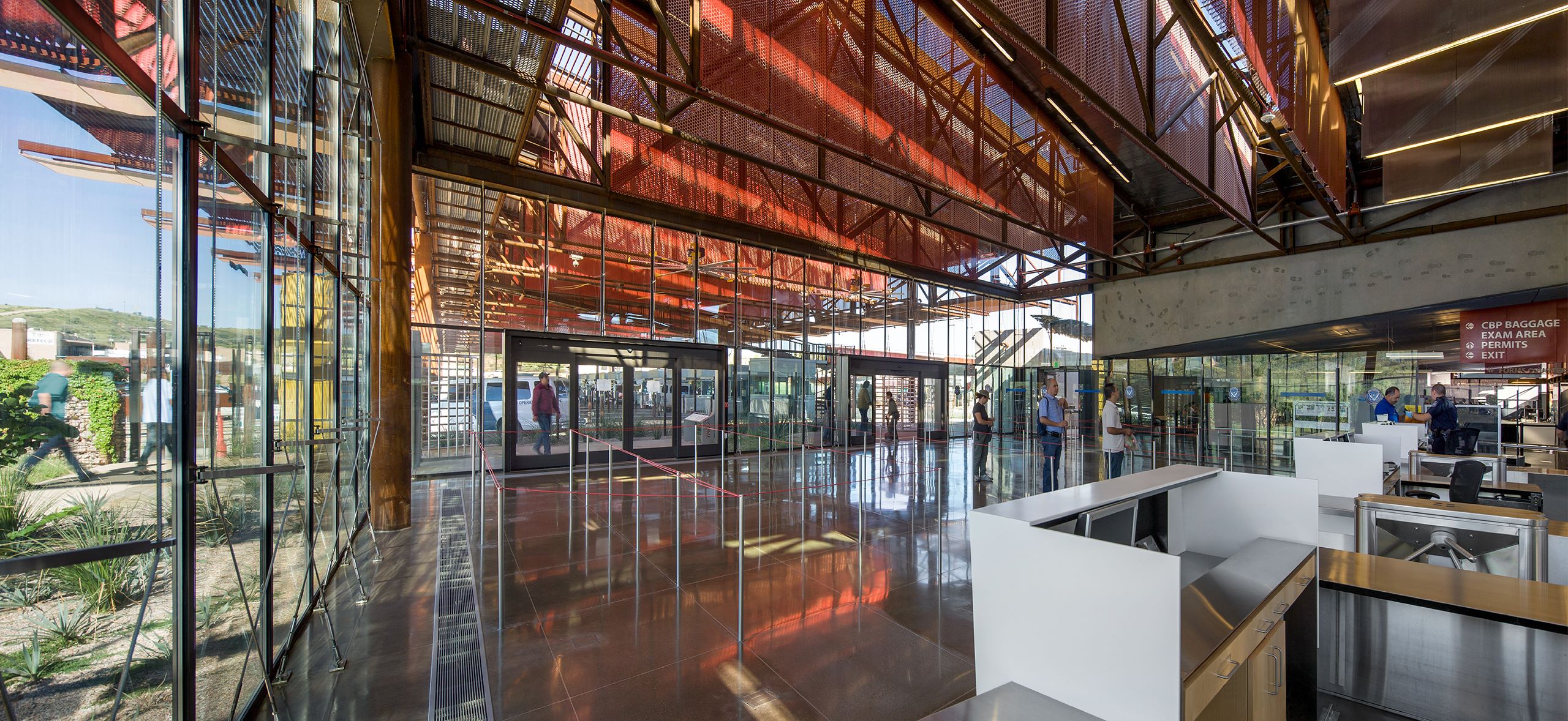 Pedestrian processing at the Mariposa Land Port of Entry in Nogales, Arizona
