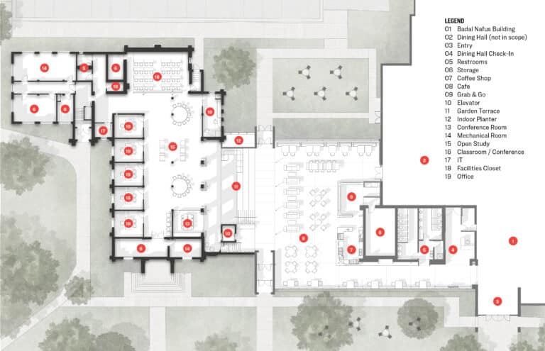 lower level site plan for Jamestown chapel renovation