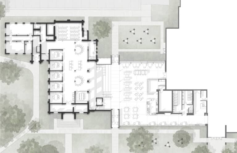 lower level site plan for Jamestown chapel renovation