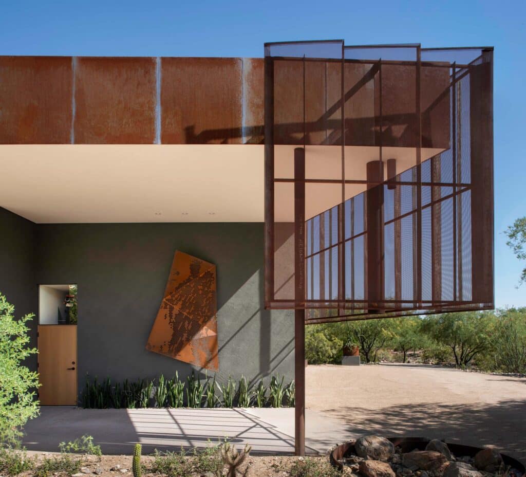 shaded path to the private entry of Camelback Casita