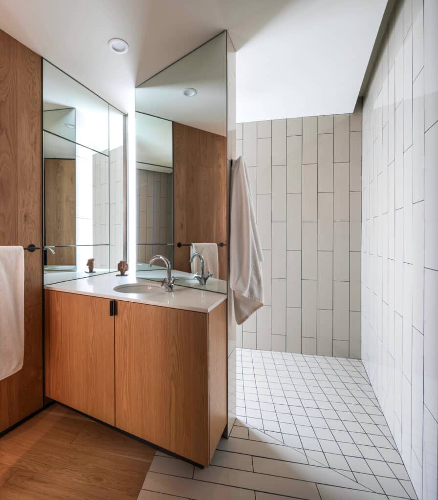 restroom showcasing materials utilized in Camelback Casita