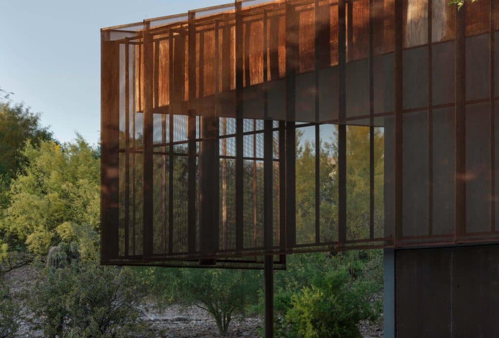 Weathering steel on exterior of Camelback Casita