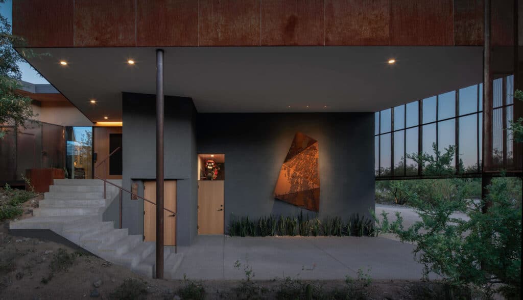 shaded path to the private entry of Camelback Casita