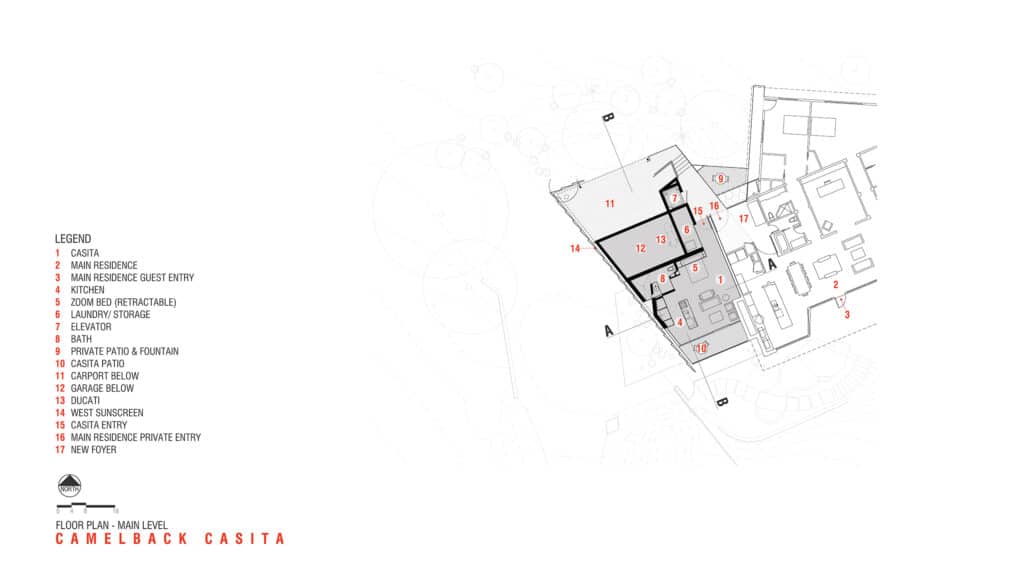 main level floorplan of Camelback Casita
