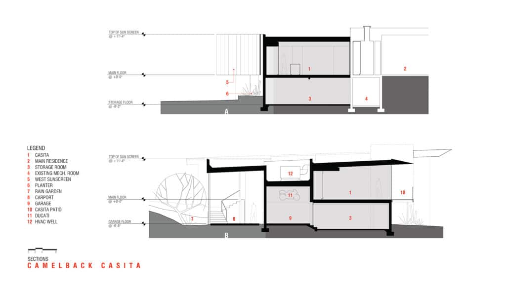 section drawing of Camelback Casita
